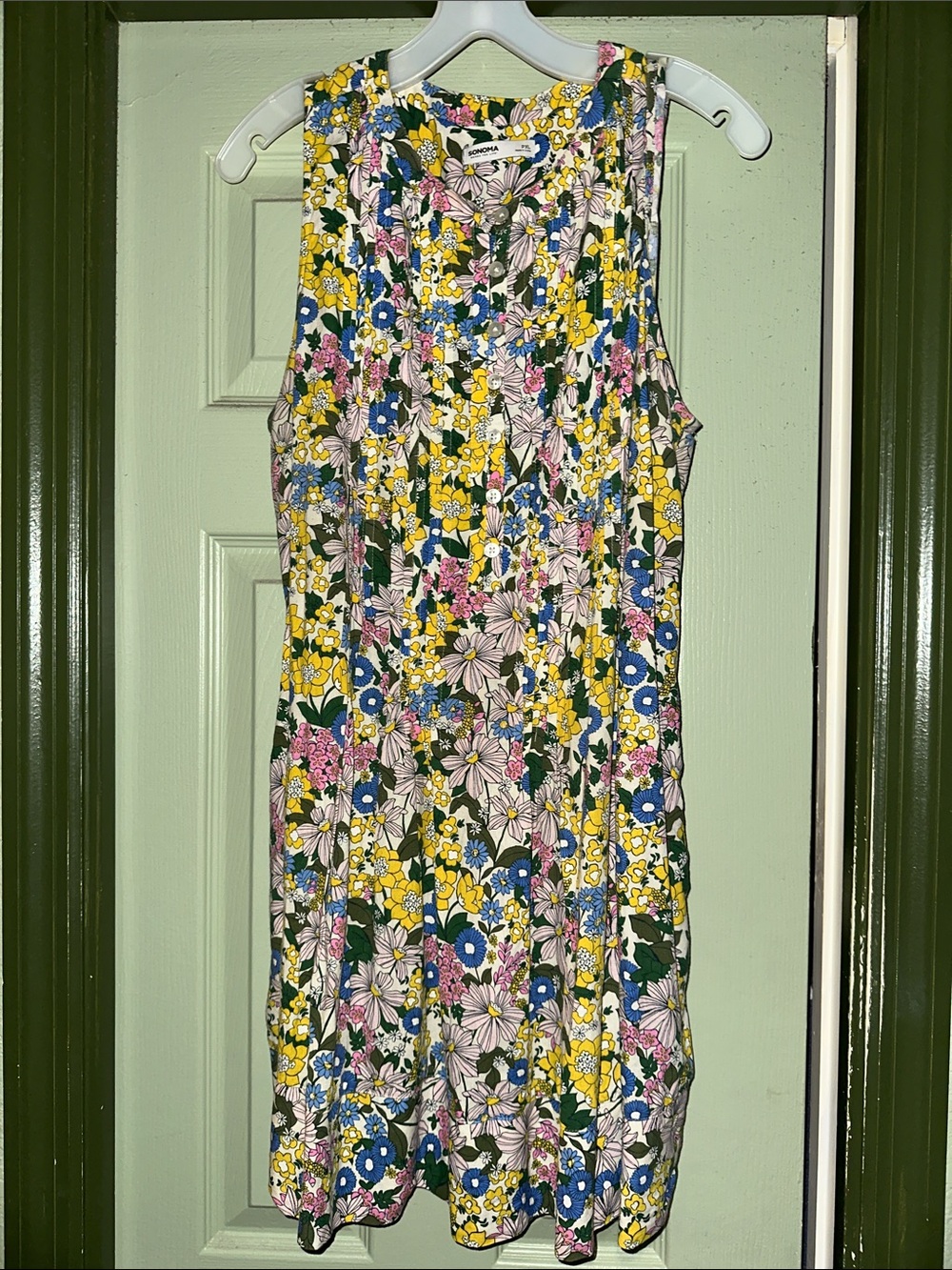 Sonoma Floral Midi Dress in Yellow, Blue & Pink